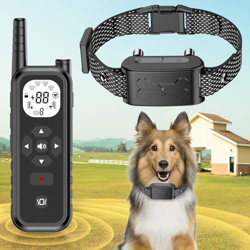 DILEASIR Wireless Dog Fence, Electric Dog Fence with Training Collar, Rechargeable Pet Containment System with Remote Adjustable Portable for Large Medium Dogs Outdoor
