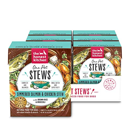 The Honest Kitchen One Pot Stews: Simmered Salmon & Chicken Stew with Brown Rice & Broccoli Wet Dog Food, 10.5 oz x6