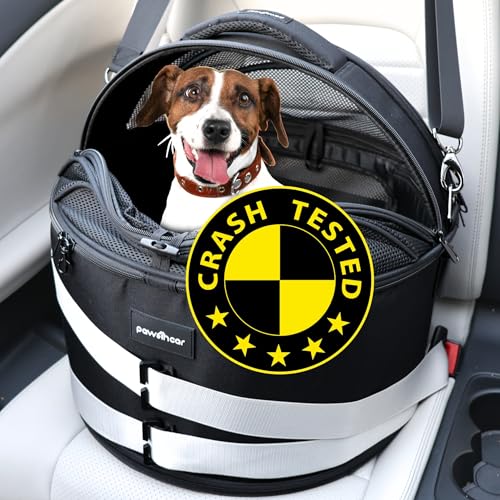 Crash-Tested Dog Car Seats for Small Dogs Under 25 lbs | 3-in-1 Small Dog Car Seat, Enclosed Cat Bed, Portable Pet Carrier | 5-Star Safety-Rated Puppy Carseat Booster - Best for Safe Travel (Black)