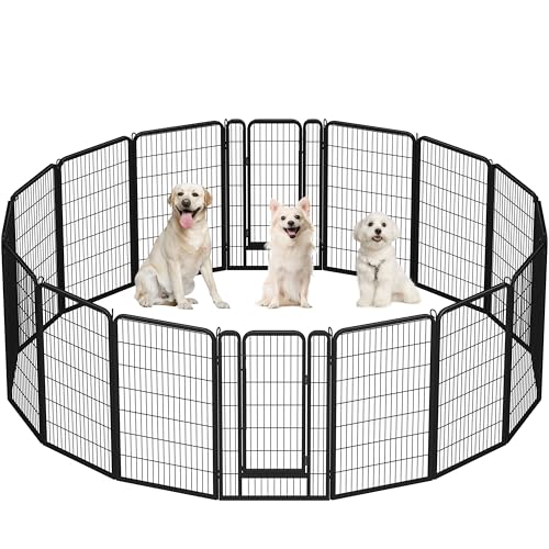 Yaheetech Dog Playpen Outdoor, 47 inch 16 Panels Dog Pen Indoor Heavy Duty Puppy Exercise Pen Metal Pet Fence for RV Camping/Yard/Garden