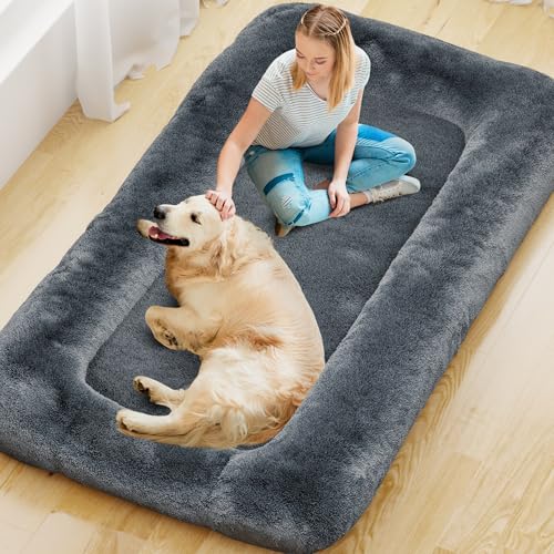 YEFU Human Dog Bed, 78.7"x44.8"x11.8"Human Dog Bed for Adult, Human Size Dog Bed with Washable Cover and Anti-Slip Bottom, Giant Dog Bed for Humans for nap and Floor Bed, Dark Grey