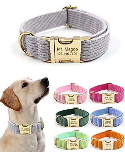 Personalized Dog Collars with Metal Buckle - Custom Pet Name Tags for Small Medium Large Boys and Girls Breeds
