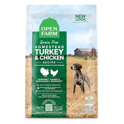 Open Farm Grain-Free Dry Dog Food with Ethically Sourced Ingredients, Non-GMO Veggies & Superfoods to Support Overall Health, Homestead Turkey and Chicken Recipe, 22lb Bag (352oz Bag)