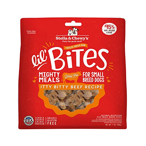 Stella & Chewy s Freeze-Dried Raw Lil Bites Itty Bitty Beef Recipe Small Breed Dog Food, 7 oz. Bag (Beef)