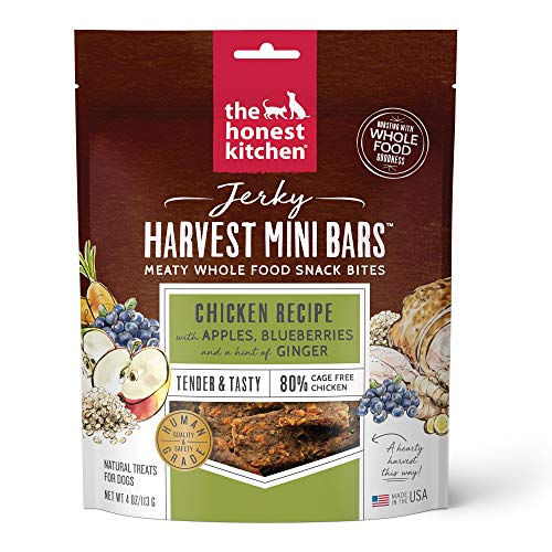The Honest Kitchen Jerky Harvest Mini Bars: Chicken Recipe With Apples & Blueberries, 4 oz Bag