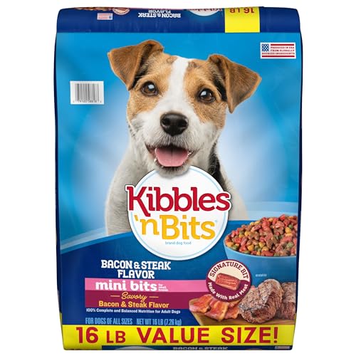 Kibbles 'n Bits Mini Bits Bacon & Steak Flavor, Dry Small Breed Dog Food, 16-Pound Bag