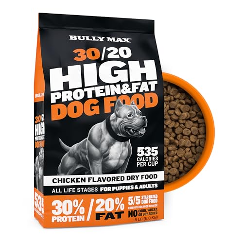 Bully Max High Performance Premium Dry Dog Food for All Ages - High Protein Natural Puppy Food for Small & Large Breed Puppies & Adult Dogs, 15 lb Bag