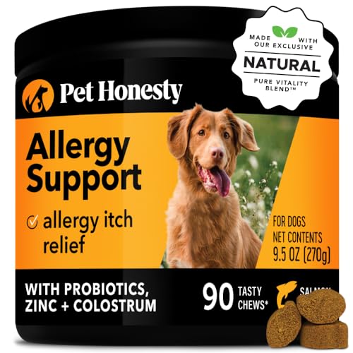 Pet Honesty Dog Allergy Relief Immunity Dog Allergy Chews, Probiotics for Dogs, Seasonal Allergies, Skin and Coat Supplement, Allergy Itch Relief for Dogs (Salmon)