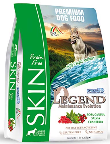 Forza10 Legend Sensitive Skin Dog Food, Grain Free Dry Dog Food for Sensitive Skin with Curative Herbs, Wild Caught Anchovy Flavor Allergy Dog Food, Adult Dog Food Skin Allergy Sensitive, 15 Pounds