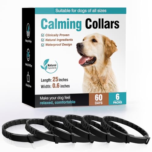 Calming Collar for Dogs 6 Packs Anxiety and Stress Relief Dog Calming Pheromones Collar Separation Anti Anxiety 60 Days Calm Pheromone Collars for Small Medium Large Dogs 25 Inch Adjustable Waterproof