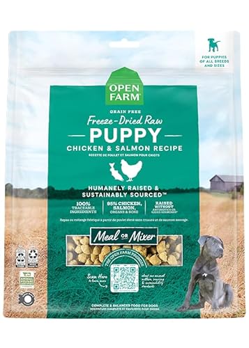 Open Farm Freeze Dried Raw - Puppy Chicken & Salmon Recipe Meal or Mixer Morsels